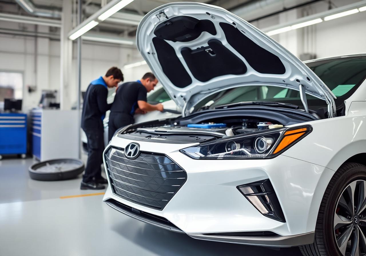 Hybrid vehicle in service bay