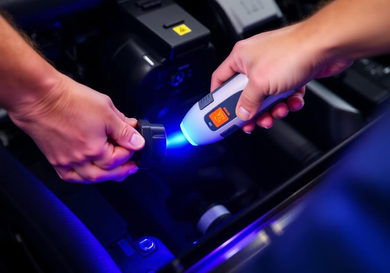 UV leak detection on car AC